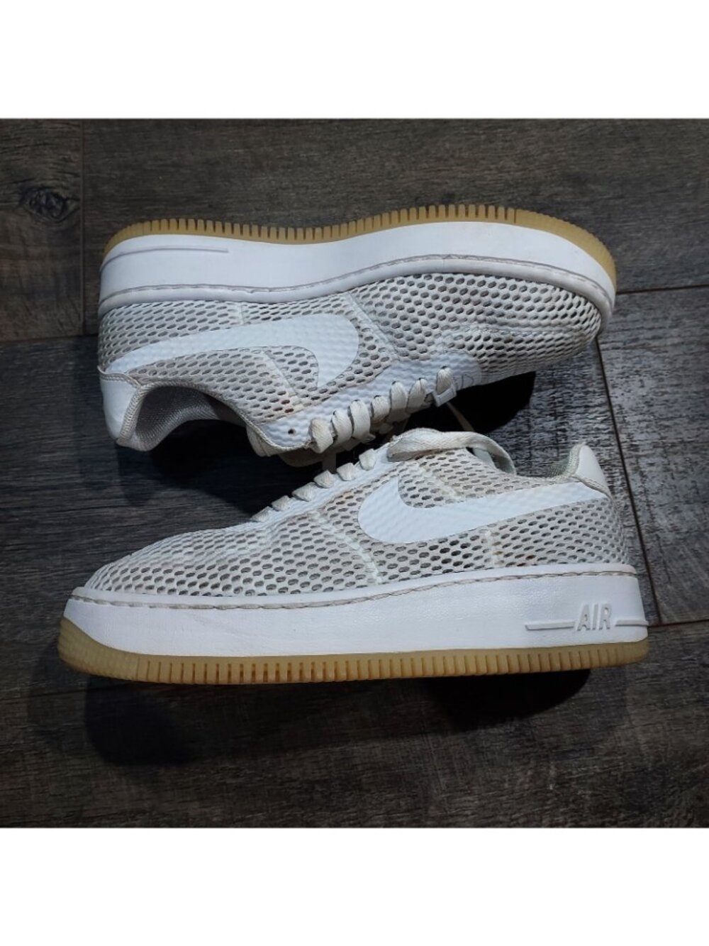 Nike Air Force 1 Upstep SI Particle Rose Athletic Shoes Womens 7.5 White Mesh - Picture 7 of 10